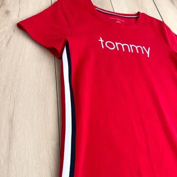 Tommy Hilfiger Tommy Embroidered Logo Red T-Shirt Dress Small / Sporty Spice - Picture 13 of 14